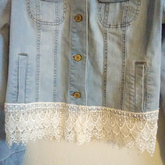 NWOT Isaac Mizrahi Lace Jean Jacket - Picture 8 of 8